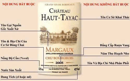 Cach doc nhan chai ruou vang Phap