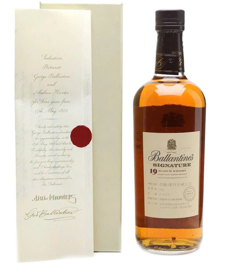 Nhan sau chai Ballantines Signature 19 Year Old
