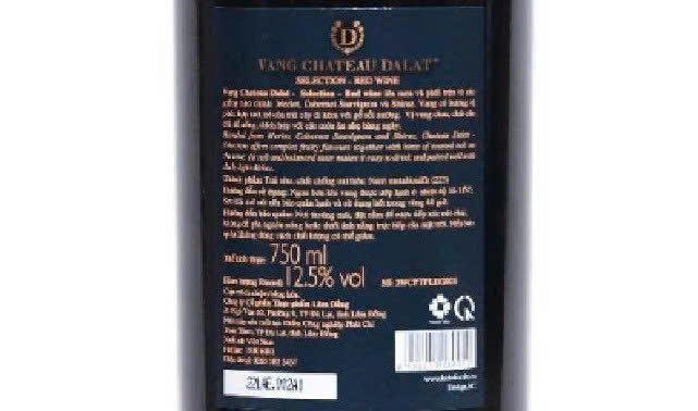 Nhan sau chai Chateau dalat selection 750 ml