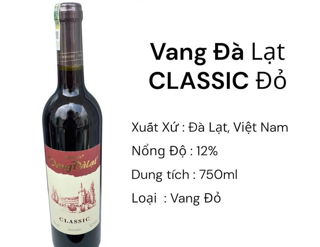 Quang cao vang da lat classic red 750ml