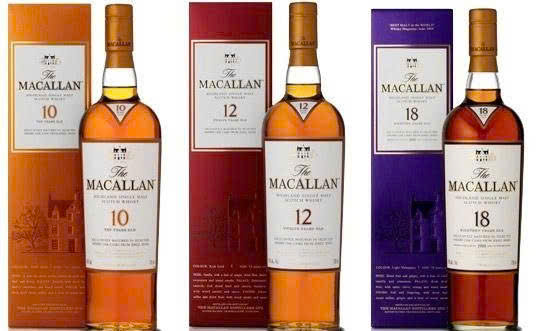 The macallan whisky 10 12 18 the he cu