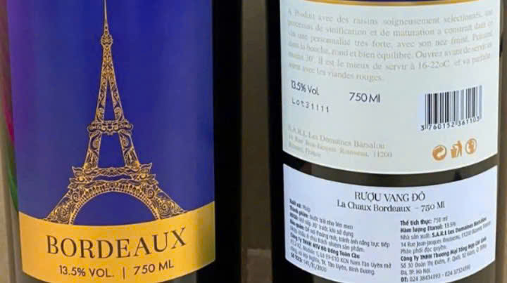 Vang Phap La chaux bordeaux 750 ml Nhan hieu