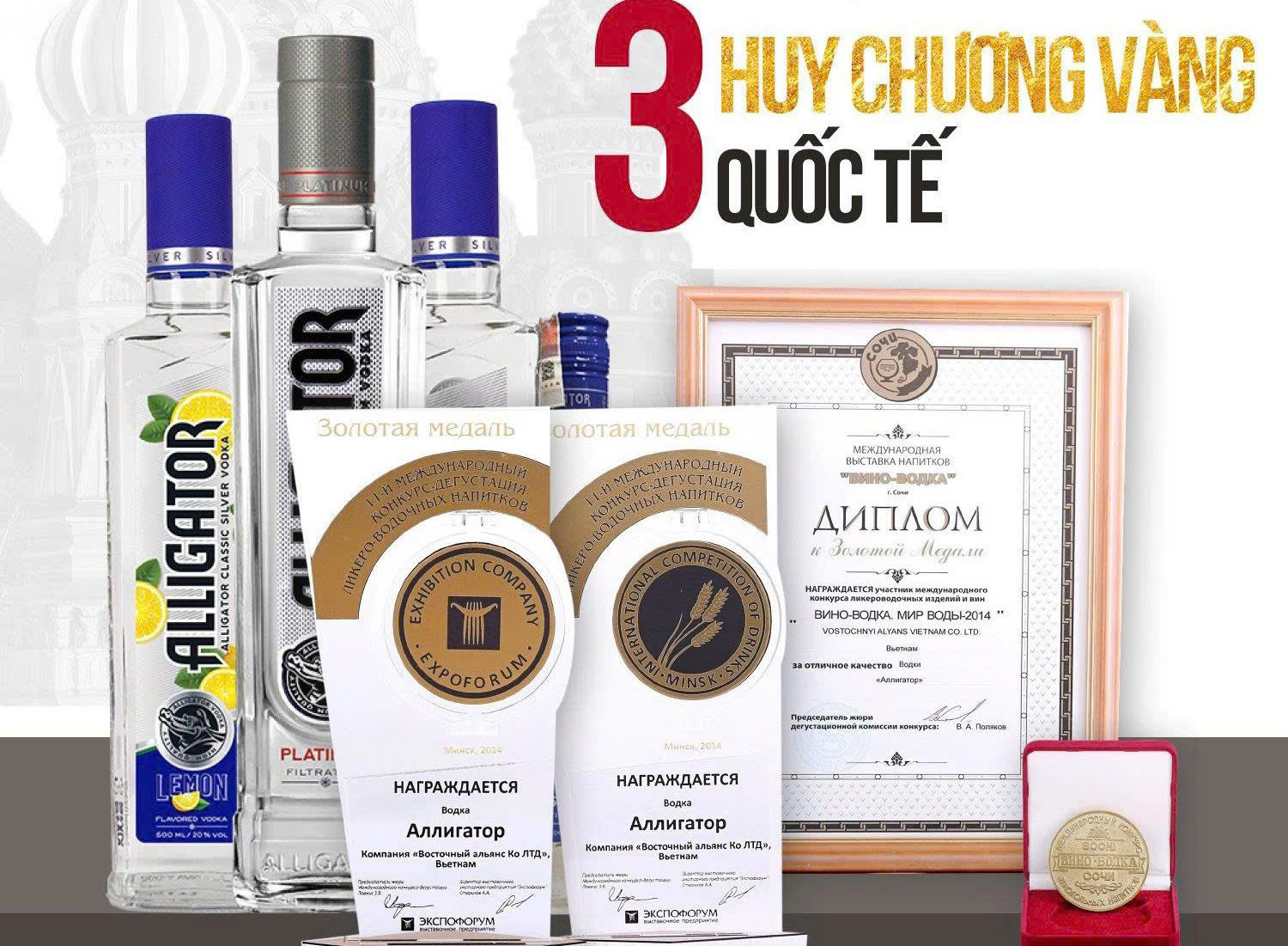 giai vang quoc te cho Vodka CS xanh 500ml
