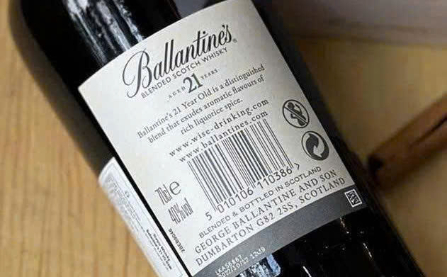 nhan sau ruou ballantines 21 700 ml