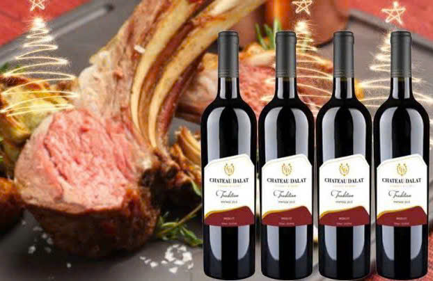 suon cuu nuong voi chateau dalat tradition merlot 750 ml